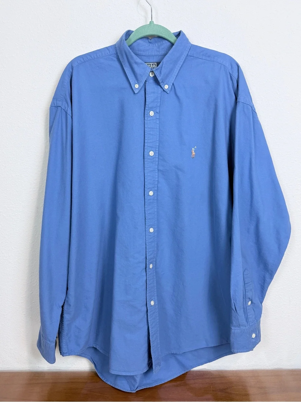 Polo Ralph Lauren Yarmouth Blue Button-Down Shirt Flesh Pony 18.5